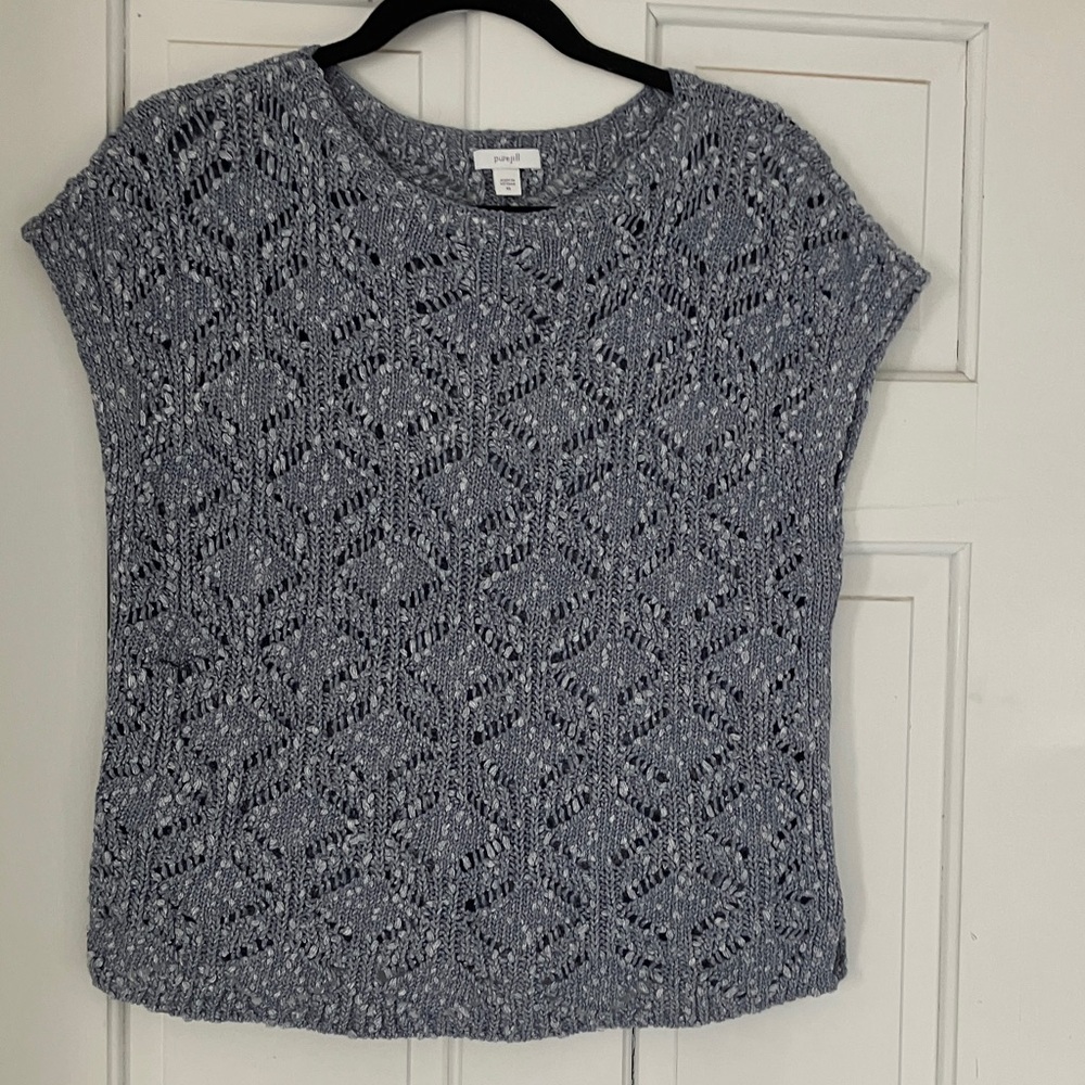 J. Jill denim blue crochet sweater